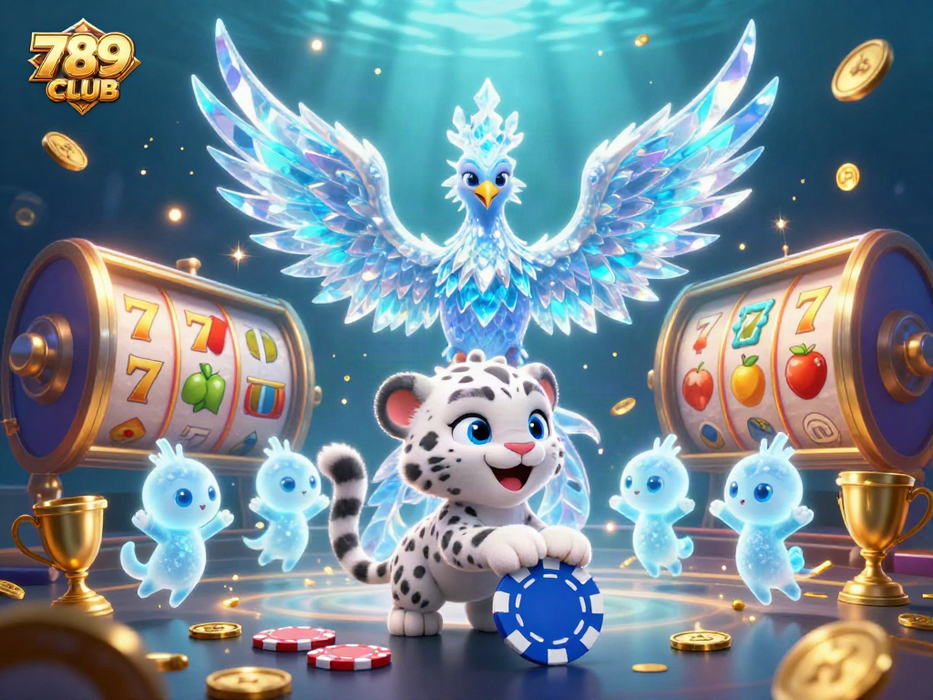 Engage with 789CLUB while enjoying a vibrant 3D casino scene filled with dynamic slot game elements.