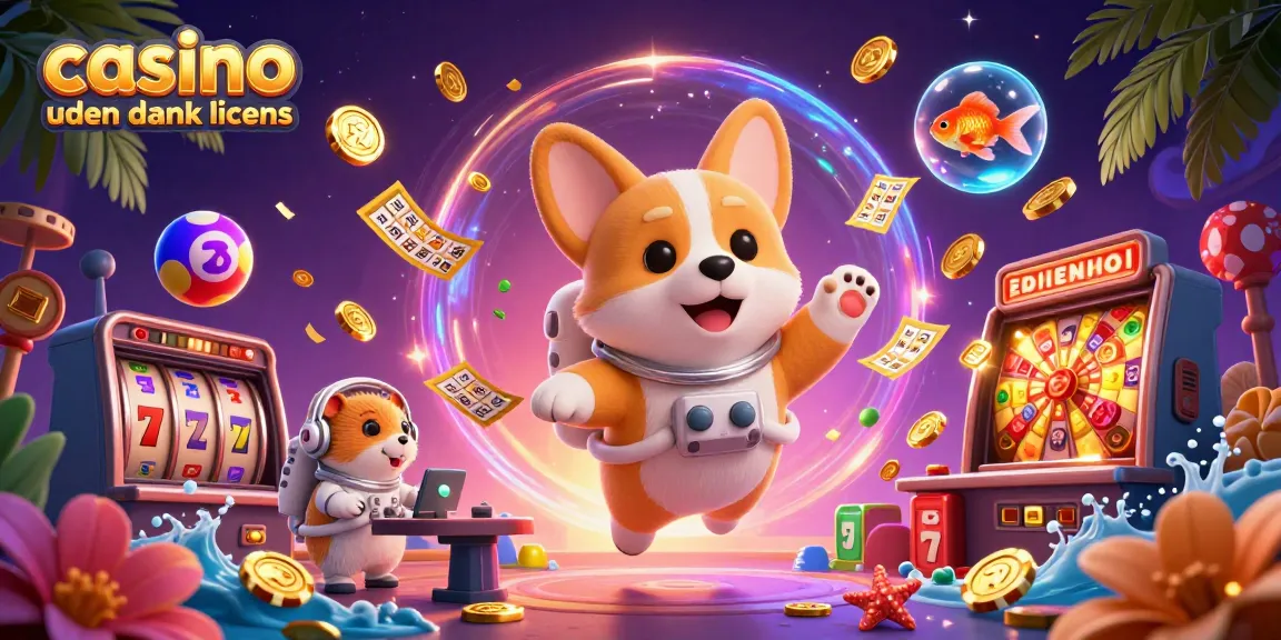 Experience the excitement of casino uden dansk licens with playful characters and vibrant games in a space station casino.