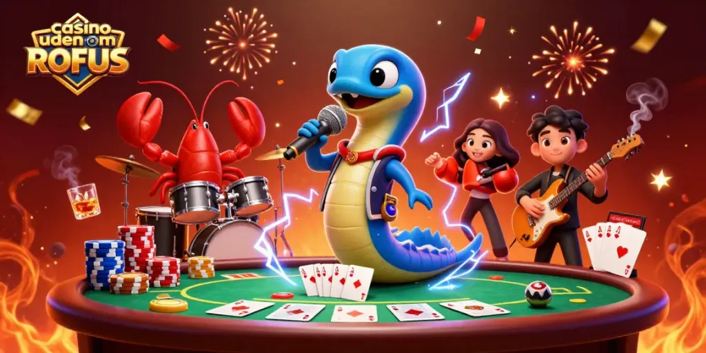 Engaging scene of electric eel DJing in an underwater casino, showcasing casino uden om ROFUS themes.