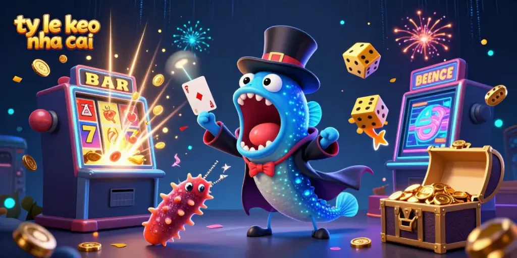 Engaging scene showcasing the ty le keo nha cai magic act, featuring dynamic character interactions and casino elements.