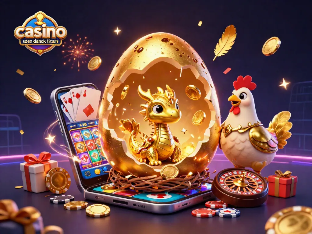 Engage with the thrilling world of casino uden dansk licens, featuring a golden dragon and dynamic gaming elements exploding in joy.