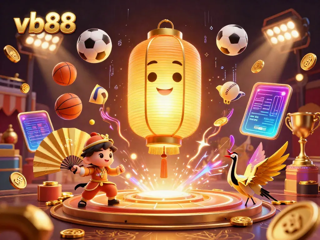 Experience the thrill of vb88 with glowing spirits and dynamic sports elements in an exhilarating casino scene.