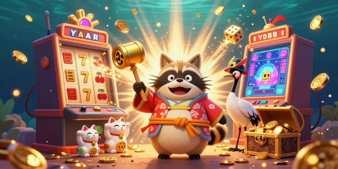 Experience the thrill of the YD88 casino with 3D cartoon characters celebrating exciting jackpots and vivid game displays.