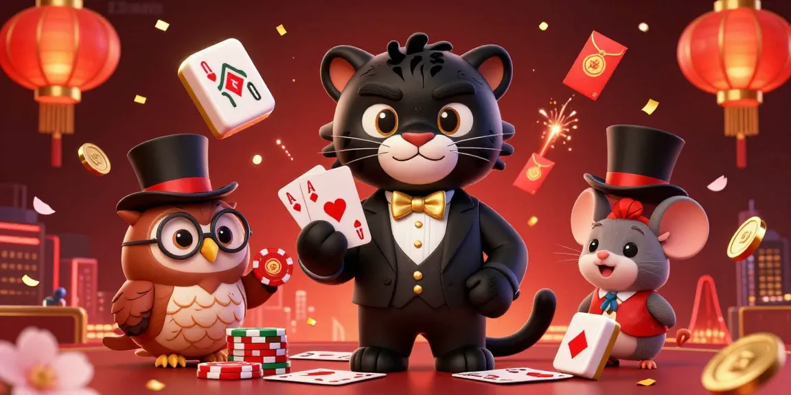 Experience 11win in a vibrant casino scene with animated characters dealing cards and poker chips.