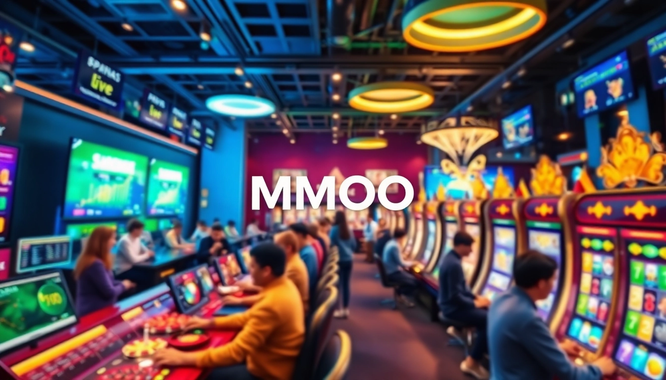 MMOO online gaming environment showcasing diverse players enjoying live casino and sports betting experiences.