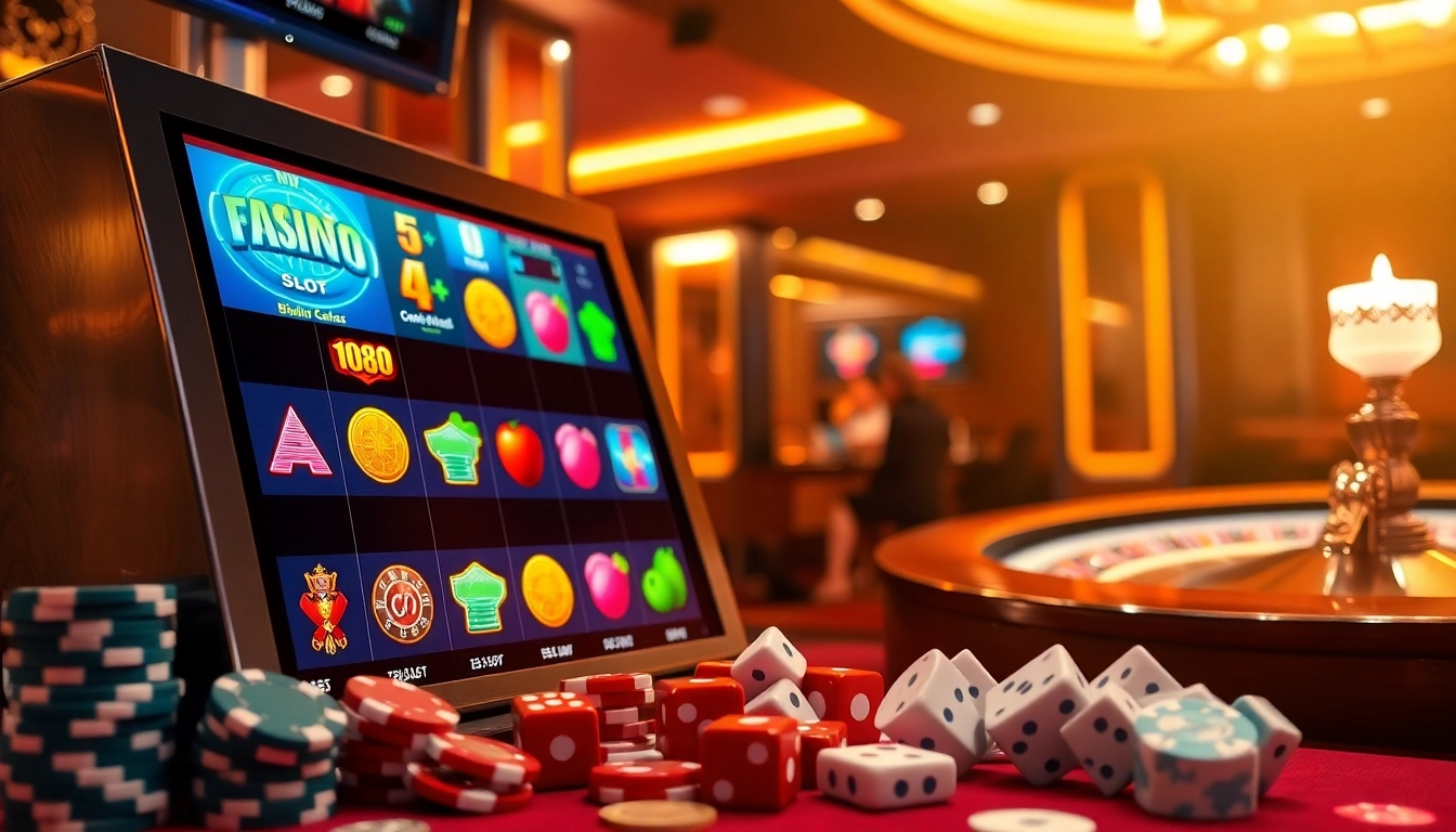 Experience idn slot games at a bustling casino with vibrant machines and engaging atmosphere.