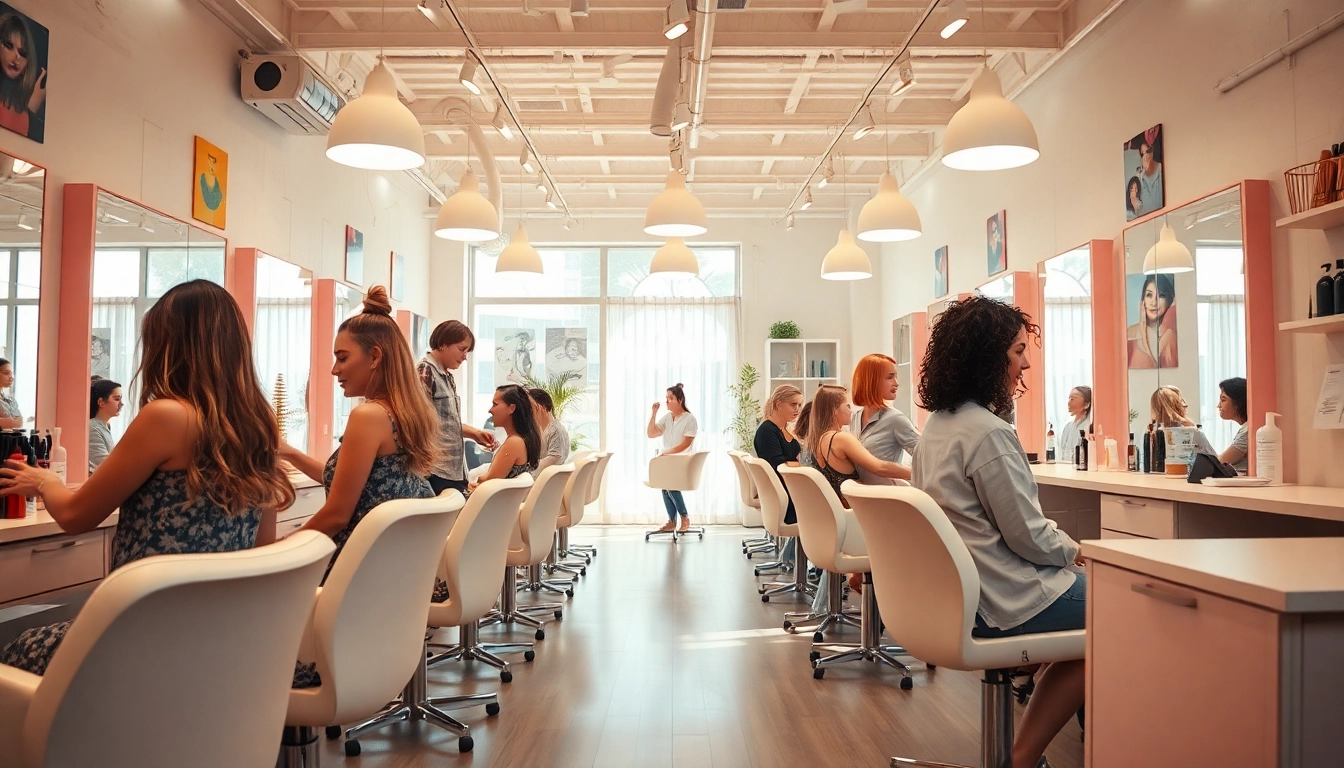 Experience vibrant energy in a modern salon, showcasing mejor peluquería and skilled stylists.