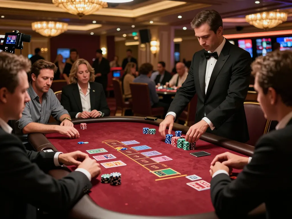 gk888 players making strategic bets at an elegant blackjack table in a high-end casino