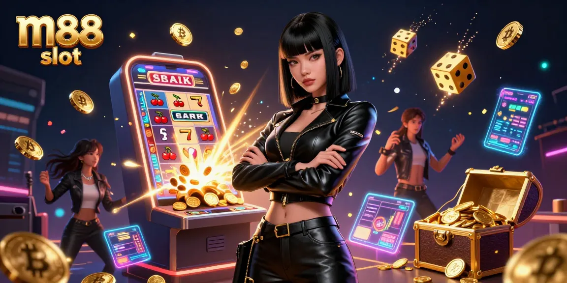 Experience the thrill of m88 slot with a stunning casino scene bursting with energy and excitement.