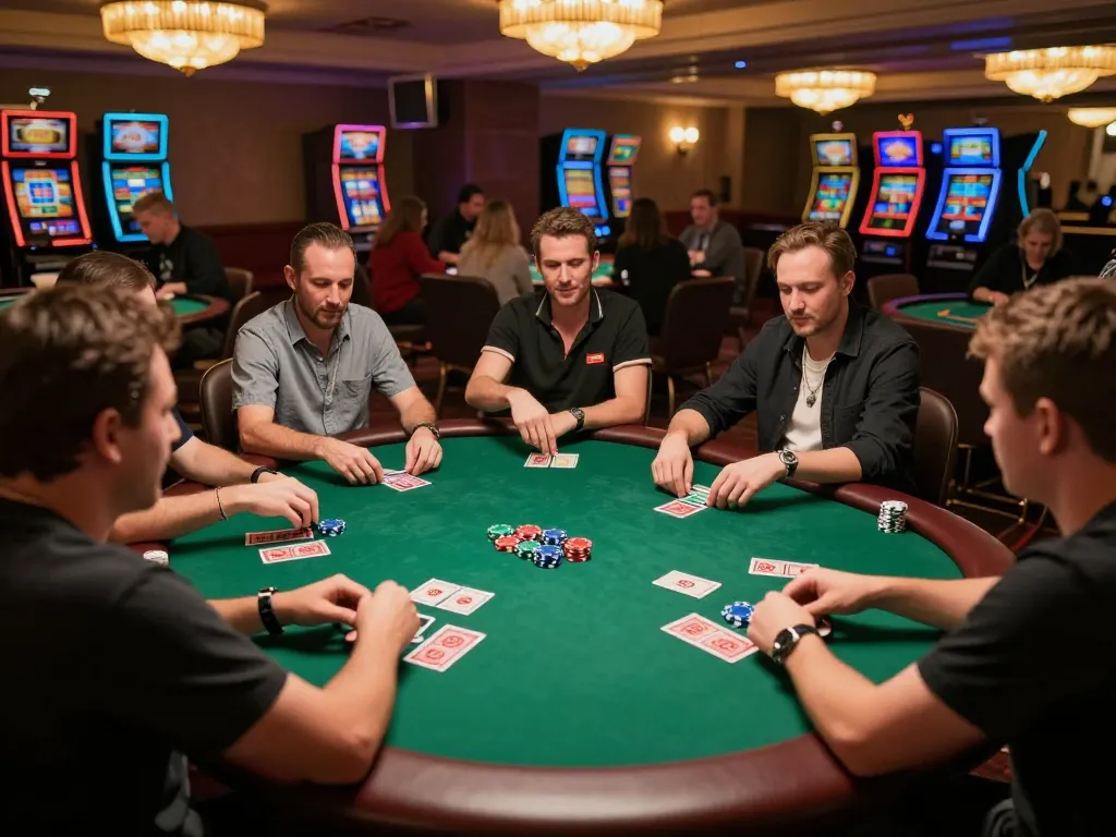SX88 players engaging in an exciting poker game while analyzing their strategies.
