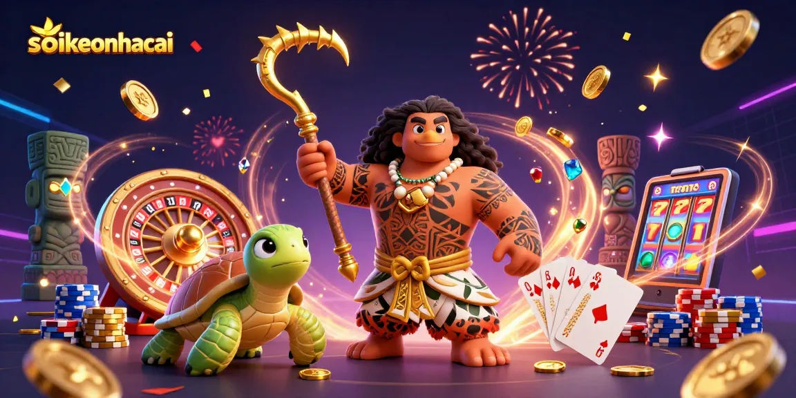 Experience thrilling gaming adventures with soikeonhacai's vibrant 3D casino illustration featuring a demigod and treasures.