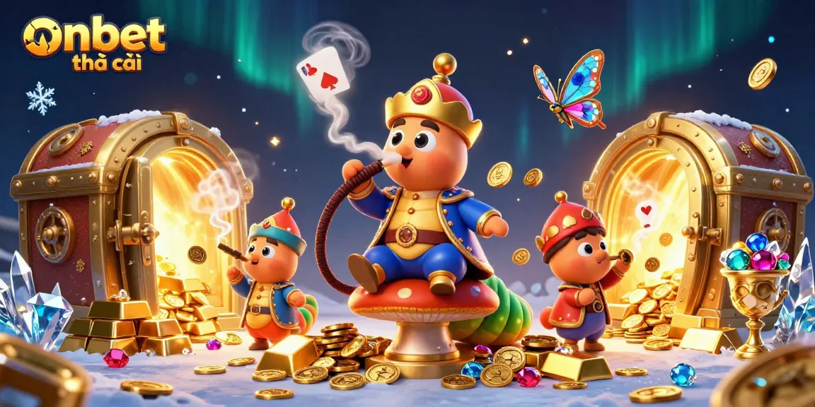 Discover thrilling experiences at onbet nhà cái with vibrant gaming elements in a colorful casino illustration.