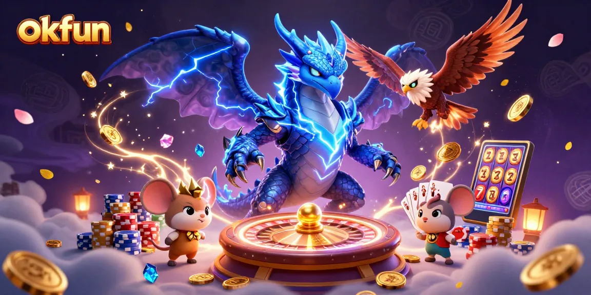 Engage with okfun's thrilling casino experience featuring vibrant characters and dynamic gaming elements.