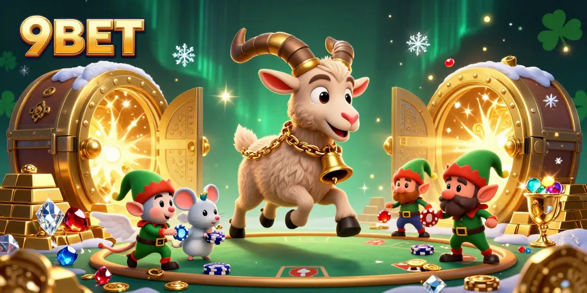 Engage in thrilling gameplay with 9BET's festive casino adventure featuring Krampus, an angel mouse, and playful gremlins.