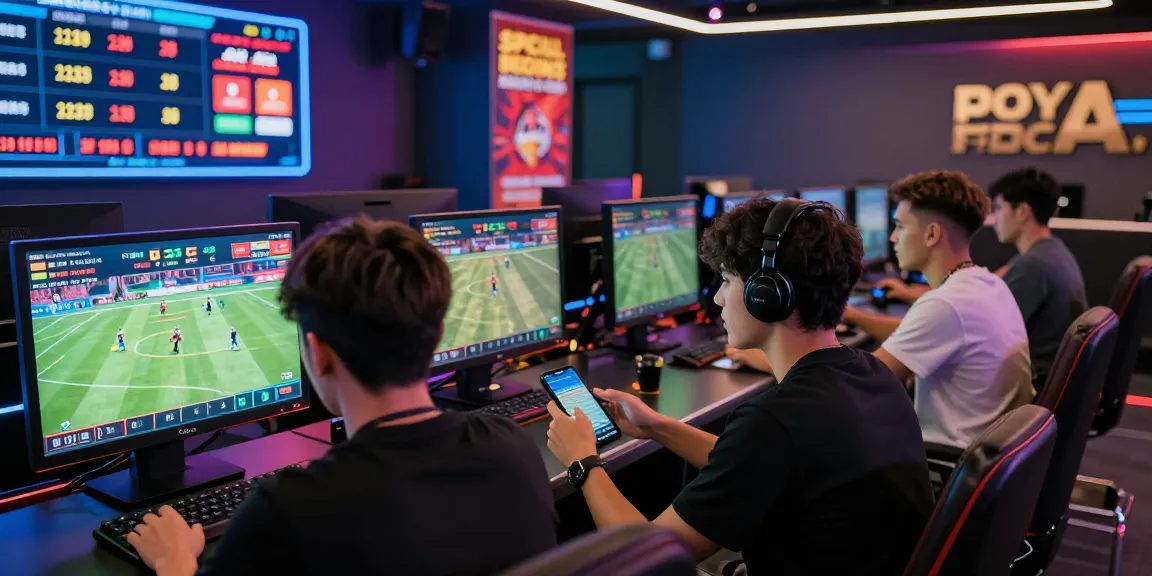 Enthusiastic gamers placing bets on 181bet, showcasing live sports and casino action in a vibrant setting.