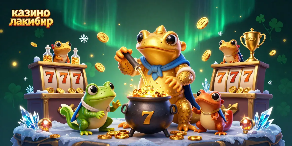 Experience the magic at казино лакибир with golden coins and vibrant slot reels in an enchanting 3D illustration.