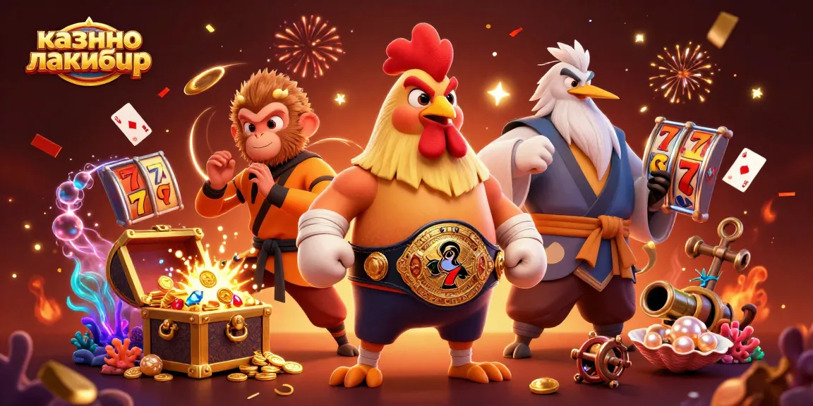 Engaging illustration showcasing themed characters at казино лакибир, featuring 3D animated animals amidst vibrant gameplay elements.